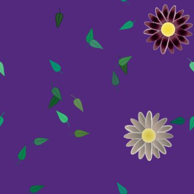 Yapraksız desenli soyut çiçekler, vektör illüstrasyonu