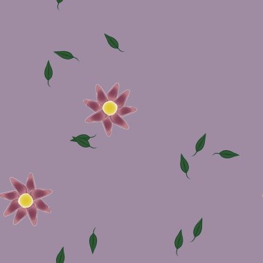 Yapraksız desenli soyut çiçekler, vektör illüstrasyonu