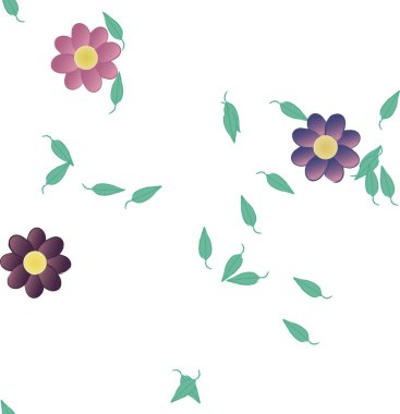 Yapraksız desenli soyut çiçekler, vektör illüstrasyonu