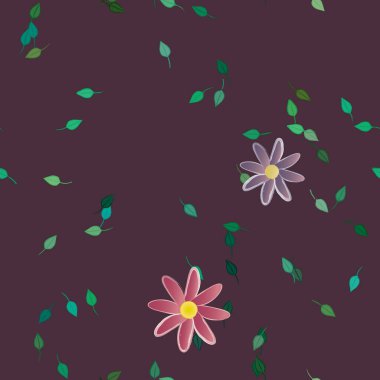 Yapraksız desenli soyut çiçekler, vektör illüstrasyonu