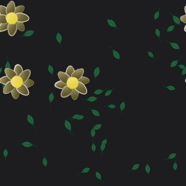 Yapraksız desenli soyut çiçekler, vektör illüstrasyonu