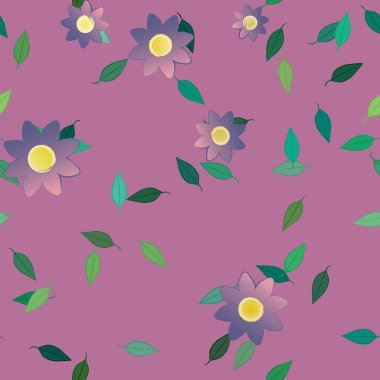 Yapraksız desenli soyut çiçekler, vektör illüstrasyonu