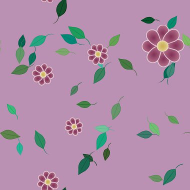 Yapraksız desenli soyut çiçekler, vektör illüstrasyonu