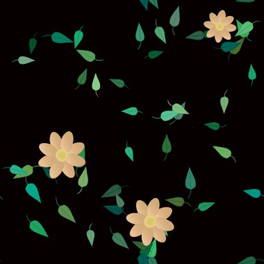 Yapraksız desenli soyut çiçekler, vektör illüstrasyonu