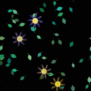 Yapraksız desenli soyut çiçekler, vektör illüstrasyonu