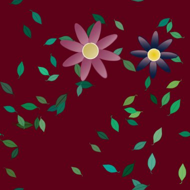 Yapraksız desenli soyut çiçekler, vektör illüstrasyonu