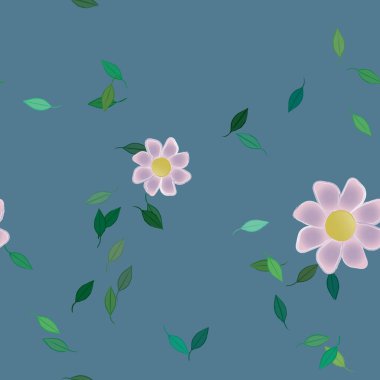 Yapraksız desenli soyut çiçekler, vektör illüstrasyonu