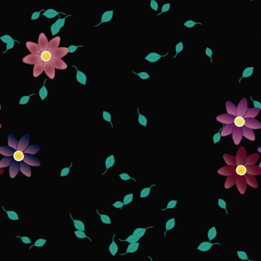 Yapraksız desenli soyut çiçekler, vektör illüstrasyonu