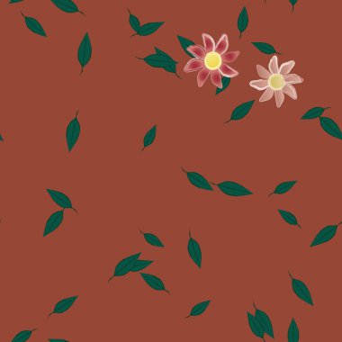 Yapraksız desenli soyut çiçekler, vektör illüstrasyonu