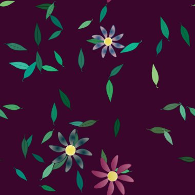 Yapraksız desenli soyut çiçekler, vektör illüstrasyonu