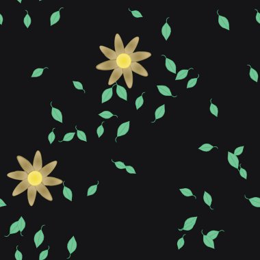 Yapraksız desenli soyut çiçekler, vektör illüstrasyonu