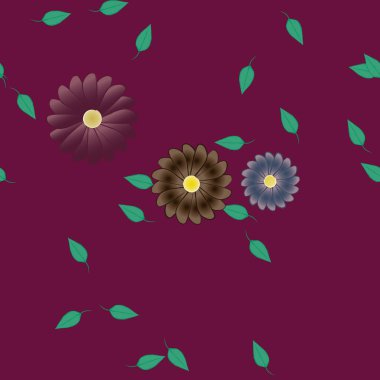 Yapraksız desenli soyut çiçekler, vektör illüstrasyonu