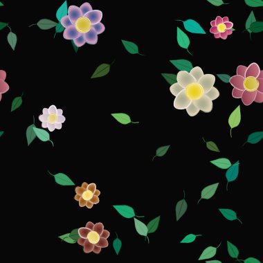 Yapraksız desenli soyut çiçekler, vektör illüstrasyonu