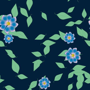 Yapraksız desenli soyut çiçekler, vektör illüstrasyonu