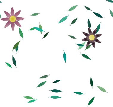 Yapraksız desenli soyut çiçekler, vektör illüstrasyonu