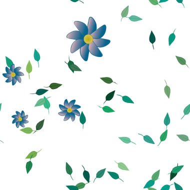 Yapraksız desenli soyut çiçekler, vektör illüstrasyonu