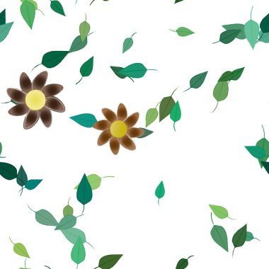 Yapraksız desenli soyut çiçekler, vektör illüstrasyonu