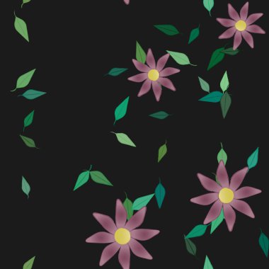 Yapraksız desenli soyut çiçekler, vektör illüstrasyonu