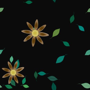 Yapraksız desenli soyut çiçekler, vektör illüstrasyonu