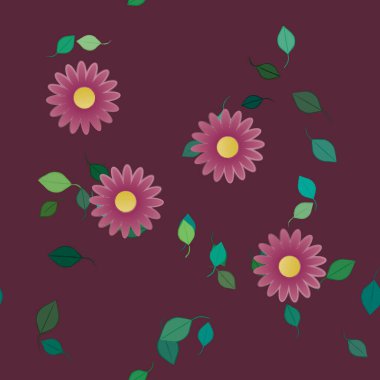 Yapraksız desenli soyut çiçekler, vektör illüstrasyonu