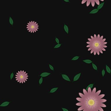 Yapraksız desenli soyut çiçekler, vektör illüstrasyonu