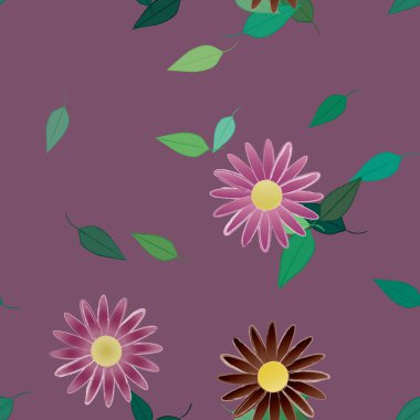 Yapraksız desenli soyut çiçekler, vektör illüstrasyonu