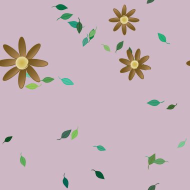 Yapraksız desenli soyut çiçekler, vektör illüstrasyonu