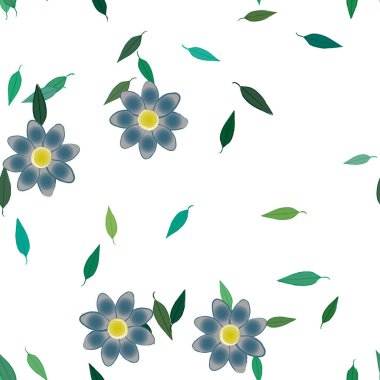 Yapraksız desenli soyut çiçekler, vektör illüstrasyonu