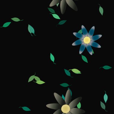 Yapraksız desenli soyut çiçekler, vektör illüstrasyonu