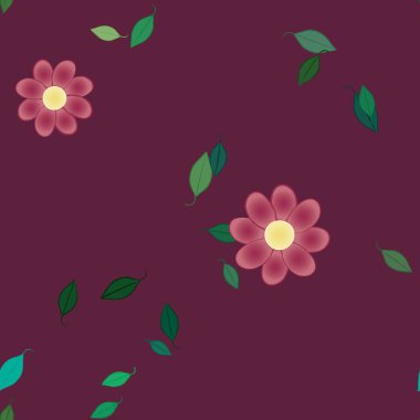 Yapraksız desenli soyut çiçekler, vektör illüstrasyonu