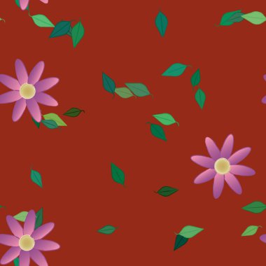 Yapraksız desenli soyut çiçekler, vektör illüstrasyonu