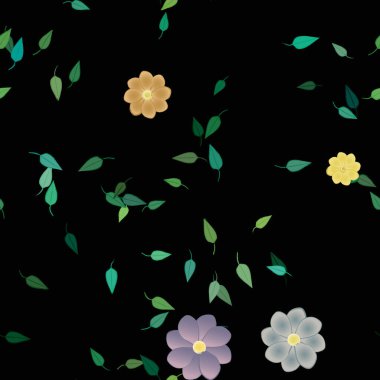 Yapraksız desenli soyut çiçekler, vektör illüstrasyonu