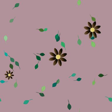 Yapraksız desenli soyut çiçekler, vektör illüstrasyonu