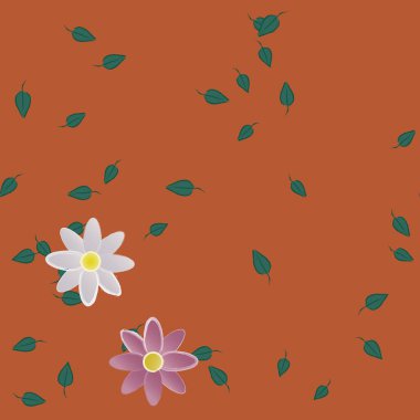 Yapraksız desenli soyut çiçekler, vektör illüstrasyonu