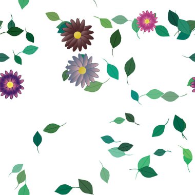 Yapraksız desenli soyut çiçekler, vektör illüstrasyonu