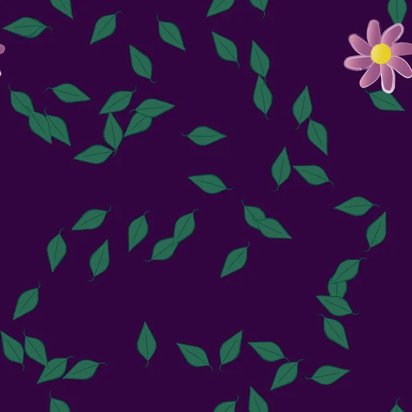 Abstrakta Blommor Med Blad Sömlös Mönster Vektor Illustration — Stock vektor