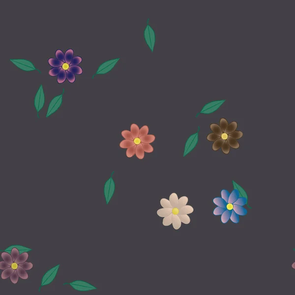 Fleurs Abstraites Avec Des Feuilles Motif Sans Couture Illustration Vectorielle — Image vectorielle