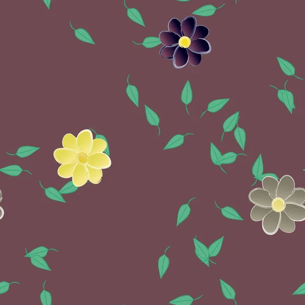 Gratis Compositie Met Eenvoudige Kleurrijke Bloemen Bladeren Voor Behang Vector — Stockvector