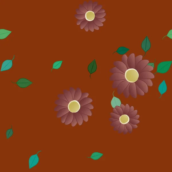 Gratis Compositie Met Eenvoudige Kleurrijke Bloemen Bladeren Voor Behang Vector — Stockvector