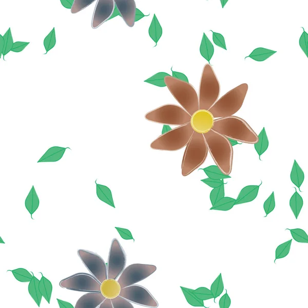 Fleurs Abstraites Avec Des Feuilles Motif Sans Couture Illustration Vectorielle — Image vectorielle