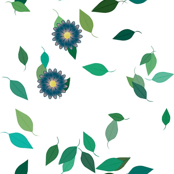 Abstract Flowers Leaves Seamless Pattern Vector Illustration — Stock Vector