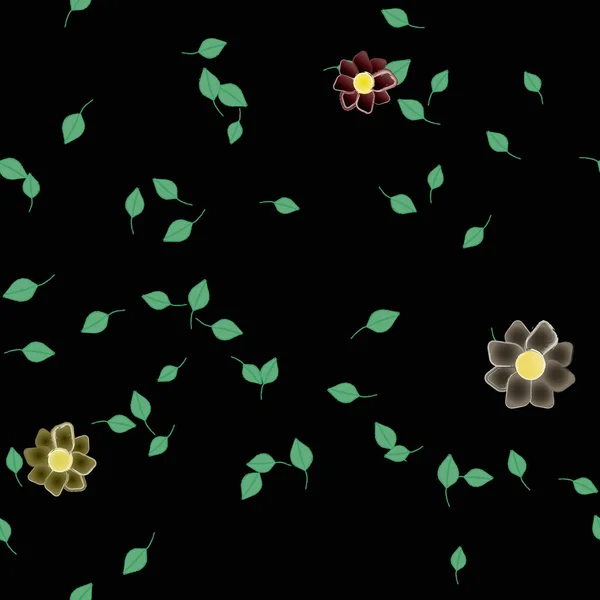 Цветные Цветы Листья Фона — стоковый вектор