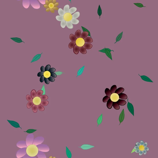 Flores Colores Hojas Fondo — Archivo Imágenes Vectoriales