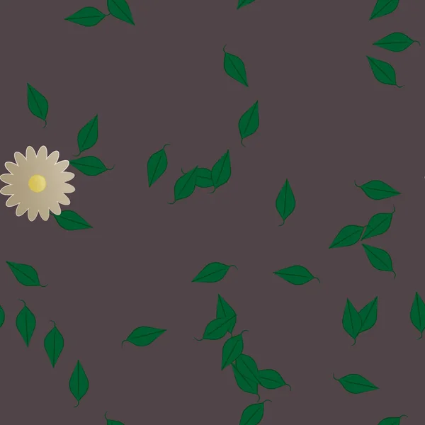 Flores Abstractas Con Hojas Patrón Sin Costura Ilustración Vectorial — Vector de stock