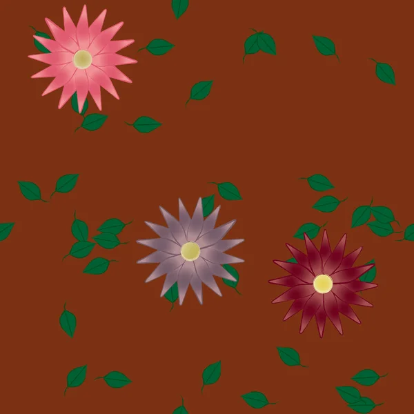 Gratis Compositie Met Eenvoudige Kleurrijke Bloemen Bladeren Voor Behang Vector — Stockvector