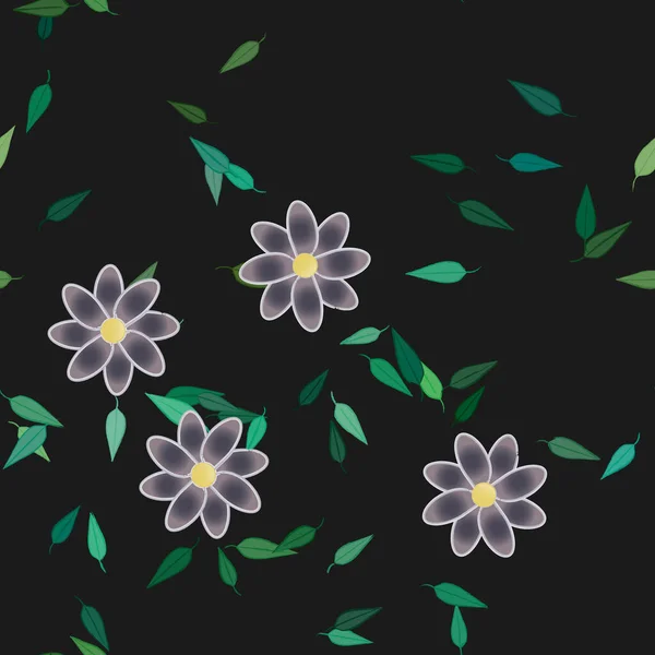 Fleurs Abstraites Avec Des Feuilles Motif Sans Couture Illustration Vectorielle — Image vectorielle