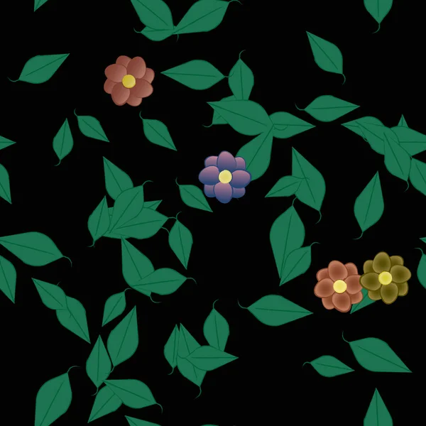 Gekleurde Bloemen Bladeren Achtergrond — Stockvector