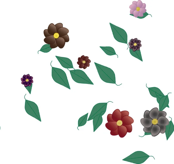 Fleurs Abstraites Avec Des Feuilles Motif Sans Couture Illustration Vectorielle — Image vectorielle