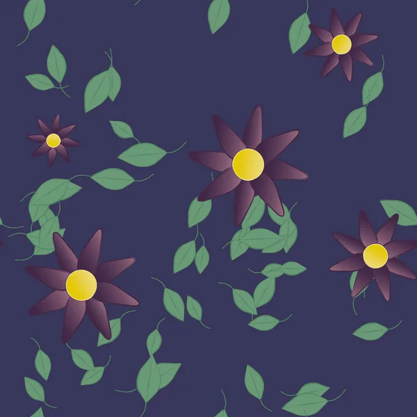 Fleurs Abstraites Avec Des Feuilles Motif Sans Couture Illustration Vectorielle — Image vectorielle