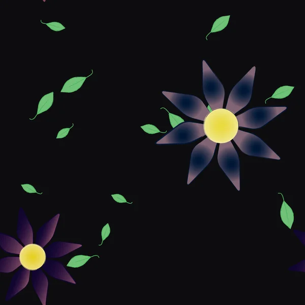 Flores Abstractas Con Hojas Patrón Sin Costura Ilustración Vectorial — Archivo Imágenes Vectoriales